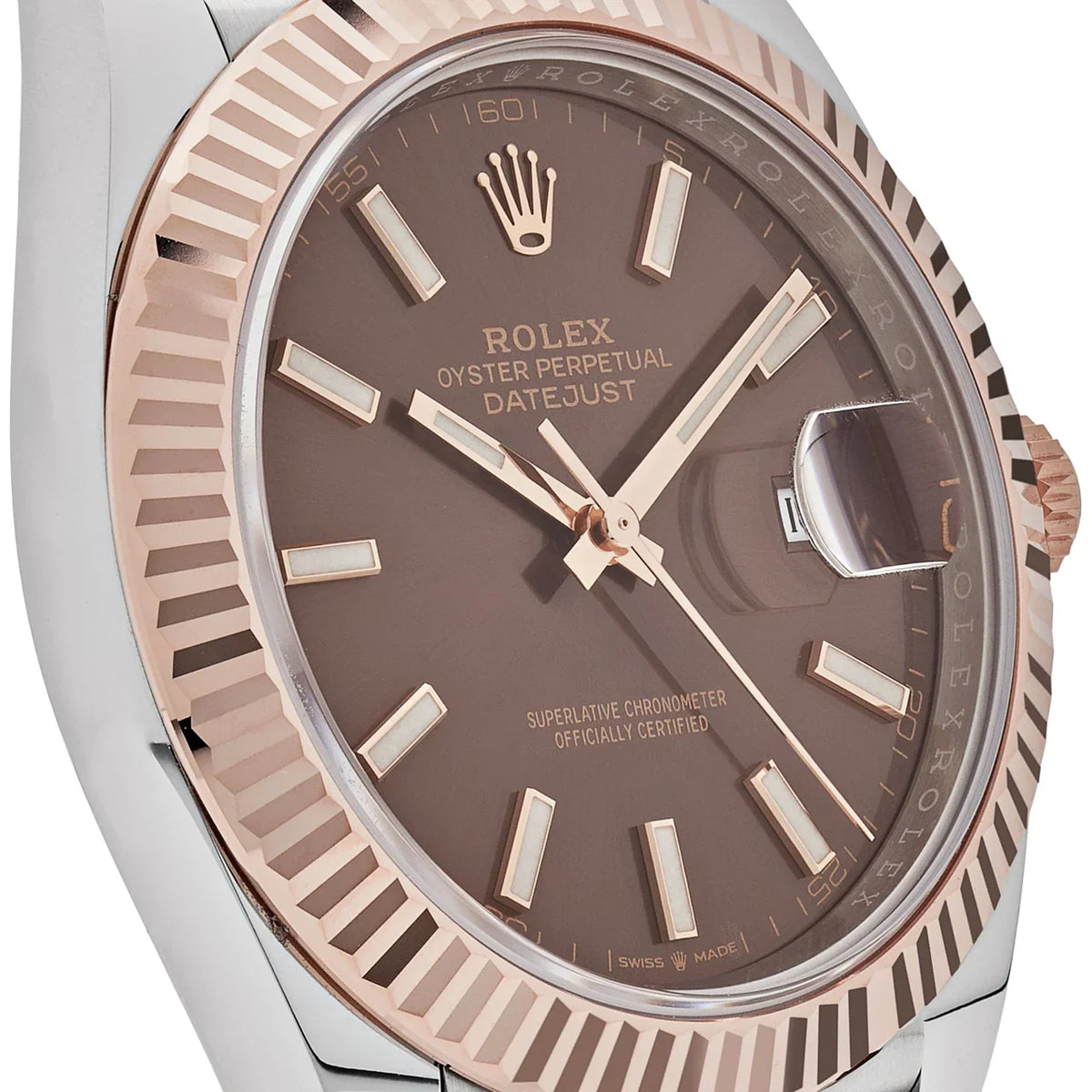 ROLE_X Date just 41 Two-Toned Rose Gold Stainless Steel Brown Dial